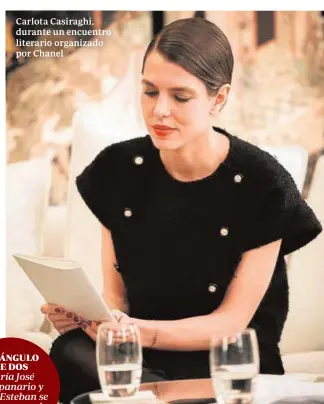  ?? CHANEL ?? Carlota Casiraghi, durante un encuentro literario organizado por Chanel