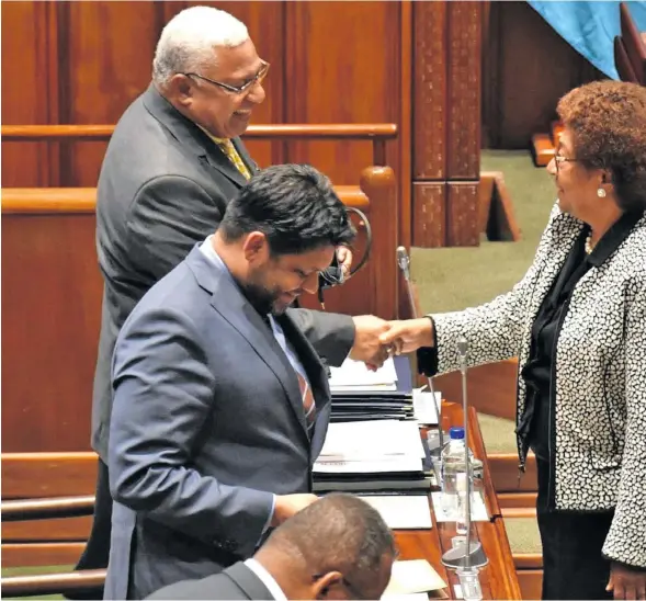  ??  ?? SODELPA Opposition Member of Parliament Ro Teimumu Kepa congratula­tes