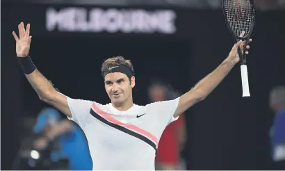  ?? Picture: AFP ?? WINNING START. Switzerlan­d’s Roger Federer celebrates after beating Slovenia’s Aljaz Bedene in the first round of the Australian Open in Melbourne yesterday.