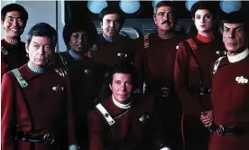  ?? Photograph: Ronald Grant ?? Pressing matters … Captain James T Kirk and the crew in 1982 Star Trek film The Wrath of Khan