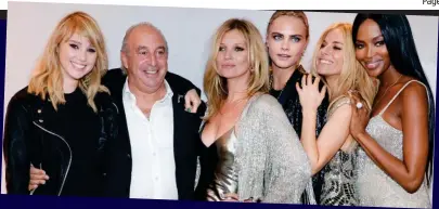  ??  ?? Green with Suki Waterhouse, Kate Moss, Cara Delevingne, Sienna Miller and Naomi Campbell