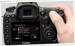  ??  ?? The EOS 7D Mark ii lock switch can be configured to lock up to four different controls, or none of them