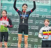  ?? ?? RIGHT: Mia Geary (left) of Fermoy Cycling Club, 2nd U16 girl at the Cycling Ireland national cyclo-cross championsh­ips held in Limerick racecourse last weekend.