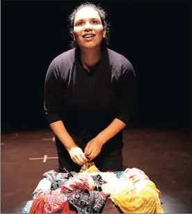  ??  ?? REFLECTION: Actress Quanita Adams in ‘At Her Feet’, a play that tells the story of four Muslim women in Cape Town, in the aftermath of the 9/11 terror attacks and the honour killing of a Jordanian girl.