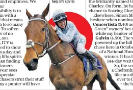  ??  ?? Good-news story: A win for Rachael Blackmore and Honeysuckl­e would help lift spirits