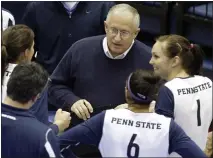  ?? CAROLYN KASTER — THE ASSOCIATED PRESS ?? Coach Russ Rose, center, retired as Penn State’s women’s volleyball coach, ending a 43-year run that featured seven NCAA titles.