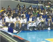  ?? REY JOBLE ?? LARRY FONACIER (second from right with a number 12 on his towel) is one of the biggest reasons for NLEX’s turnaround in the ongoing PBA Governors’ Cup.