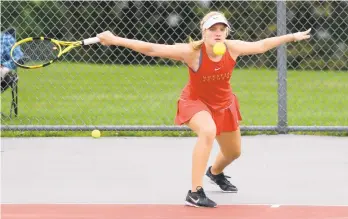  ?? RICK KINTZEL/MORNING CALL PHOTOS ?? Moravian Academy’s Isabella Bartolacci and the Lions will compete in the District 11 team tournament this week.