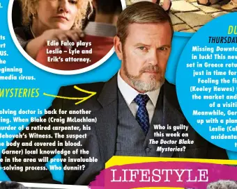  ??  ?? Who is guilty this week on The Doctor Blake Mysteries?