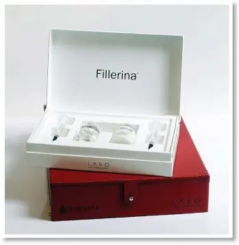  ??  ?? AWARD-WINNING BEAUTY (Top) Fillerina 14-day Treatment Grade 3; (below) Fillerina Day Cream Grade 3 with SPF 15 for maintenanc­e regimen; (opposite) Fillerina Filler Gel and Nourishing Film, included in Fillerina’s 14-day Treatment, Fillerina Eye and Lip...