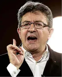  ?? Philippe Huggen/AFP ?? Candidato Jean-Luc Mélenchon faz comício em Lille