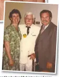  ??  ?? Betty Sanders and her husband Bob interviewe­d many celebritie­s during the run of their show. Top right, Betty and Bob with Lawrence Welk; middle with Carol Burnett; bottom with Colonel Sanders.