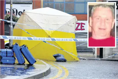  ??  ?? ●●Keith Maden (inset) died after a ‘one-punch’ attack outside the Dixy Chicken takeaway on Reed Hill, off Yorkshire Street