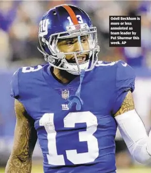  ?? AP ?? Odell Beckham is more or less annointed as team leader by Pat Shurmur this week.