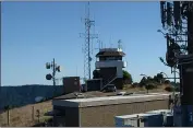  ??  ?? Antennae stand by a fire watch tower on Mt. Barnabe in Lagunitas. A new project includes plans to add eight new antenna sites to the emergency radio network.