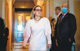  ?? Kent Nishimura Los Angeles Times ?? SEN. KYRSTEN SINEMA, seen leaving the Senate chamber on Nov. 3, has said she supports voting rights legislatio­n but not changing the filibuster to pass it.