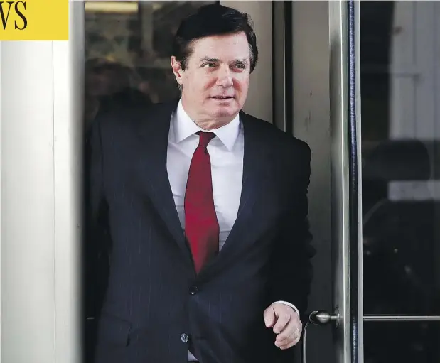  ?? JACQUELYN MARTIN / THE ASSOCIATED PRESS ?? Paul Manafort, Donald Trump’s former campaign chairman, will almost certainly see jail time after being found guilty of financial crimes.