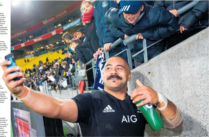  ?? Photo / Photosport ?? In just a few months, Karl Tu’inukuafe went from a rugby unknown to an All Black who fans were keen to be seen with.