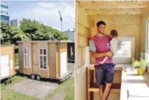  ??  ?? (Left) The tiny houses in Berlin. Noam Goldstein inside one of the houses (right). — AFP photos
