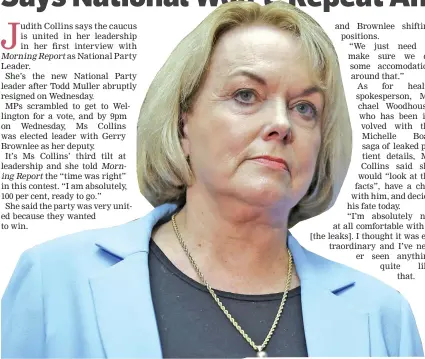  ??  ?? Judith Collins named New Zealand National party’s new leader.
