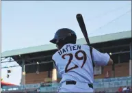  ?? Courtesy of Lake Elsinore Storm ?? Quinnipiac product Matt Batten hit .341 at High- A Lake Elsinore and recently earned a promotion to Double- A.