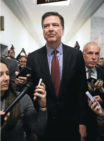 ?? Picture: Chip Somodevill­a/Getty Images ?? James Comey says he accepts that he ‘chose wrong’.