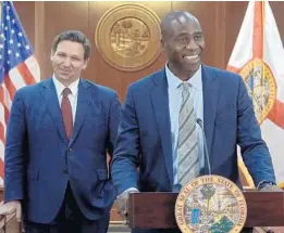  ?? TNS ?? Gov. Ron DeSantis appoints Dr. Joseph Ladapo as the next surgeon general of Florida on Sept. 21.