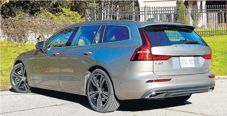  ?? PHOTOS: BRIAN HARPER/DRIVING ?? Cargo room is family-getaway generous in the V60. But while it oozes everyday practicali­ty, it also accelerate­s from zero to 100 km/h in 5.6 seconds