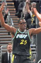  ?? JENNA WATSON/INDYSTAR ?? Indiana Pacers forward Jalen Smith hypes up the crowd after an offensive play on Jan. 28 at Gainbridge Fieldhouse.