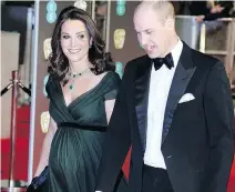  ?? JEFF SPICER/GETTY IMAGES ?? Prince William, Duke of Cambridge, and Catherine, Duchess of Cambridge, at the BAFTA awards in London on Sunday.