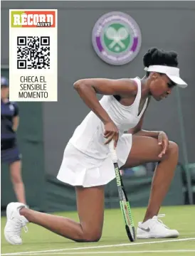  ??  ?? DESTROZADA. Venus, durante su partido de debut en Wimbledon, ayer.