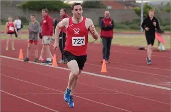  ??  ?? Paul Stewart in action in the 200m at the Summer Graded Series.