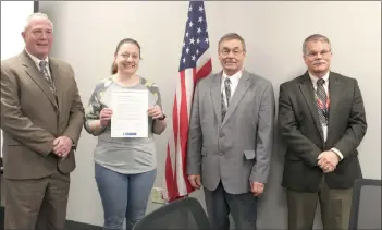  ?? Photo by Larry McGuire/The Punxsutawn­ey Spirit ?? The Jefferson County commission­ers proclaimed the week of March 12-18 as Pennsylvan­ia 4-H Week in Jefferson County: (from left) Jeff Pisarcik, commission­er; Amanda Kanouff, 4-H Extension educator; Herb Bullers, commission chair; and Scott North, commission­er.