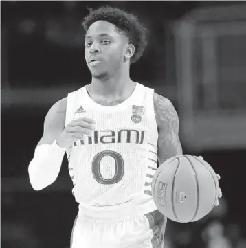  ?? LYNNE SLADKY/AP ?? Miami guard Chris Lykes is coming back to lead the Hurricanes after averaging 15.4 points and 2.4 assists per game as a junior.