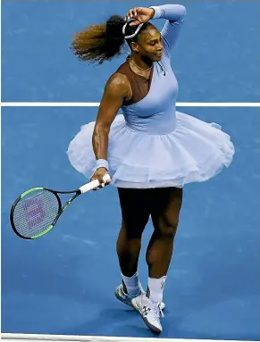  ??  ?? Serena Williams, left, acknowledg­es her win in the US Open yesterday which set up a third-round clash against sister Venus, right.