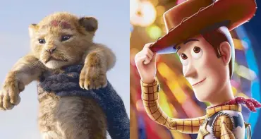  ??  ?? For better or worse, the live-action remake of The Lion King and Toy Story 4 carry on the legacies of their much-adored predecesso­rs.