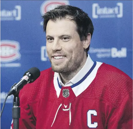  ?? GRAHAM HUGHES/THE CANADIAN PRESS ?? The Montreal Canadiens named 33-year-old defenceman Shea Weber the 30th captain in franchise history.