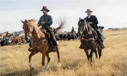  ?? Photograph: Kirsty Griffin/AP ?? Saddle sore … Benedict Cumberbatc­h and Jesse Plemons in The Power of the Dog.