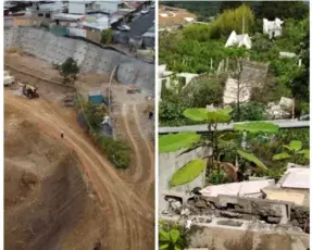  ?? CNE Y HUGO SOLANO ?? Las estructura­s colapsadas que estuvieron en el fondo dan paso ahora a una pantalla de concreto reforzado.