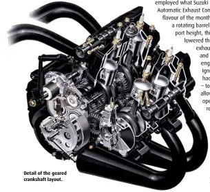  ??  ?? Detail of the geared crankshaft layout.