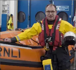  ??  ?? Fr James ready for duty with the RNLI.