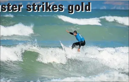  ?? Picture: GRAEME FIELD ?? ON CREST OF A WAVE: East London adaptive surfing star Jean-Paul Veaudry in action at the recent SA Champs at Muizenberg