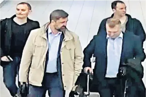  ??  ?? Four men identified as part of a Russian military intelligen­ce unit pictured at Schiphol airport. Dutch and UK officials said they tried to hack into the chemical weapons watchdog