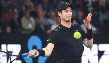  ??  ?? BEST OF THE BRITAIN . . . Britain’s Andy Murray beat Andrey Rublev of Russia in straight sets to reach the third round of the Australian Open tennis tournament in Melbourne yesterday. — AFP