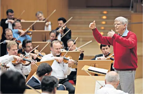  ??  ?? Back with baton: Herbert Blomstedt will conduct the Lucerne Festival Orchestra tonight; a young Blomstedt, right