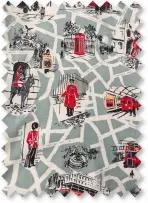  ??  ?? ABOVE 1940s Gayonnes fabric by Fiona Niven named ‘Streets of London’.