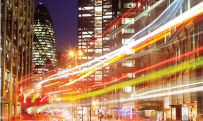  ?? ?? The lights around the Gherkin (30 St Mary Axe) in the City. Photograph: Bim/Getty Images/iStockphot­o