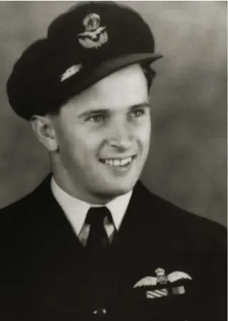  ??  ?? Flt Lt Jerry Bateman DFC RAAF, who flew more ‘ops’ in Lancaster W5005 than any other pilot, photograph­ed in early 1944 at the end of his tour with 460 Squadron RAAF. (Photo author’s collection, restored by John Dibbs)