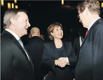  ?? KIM STALLKNECH­T/FILES ?? B.C. Liberal Leader Christy Clark greets supporters at her annual fundraiser at the Vancouver Convention Centre West in 2012. Clark threw nothing into the hat herself last year, or so far this year.