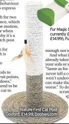  ??  ?? Fur Magic Brush, currently £11.99 (was £14.99), Furmagic.co.uk
Nature First Cat Post Gosford, £14.99, Dobbies.com